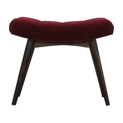 Nordic Wine Red Cotton Velvet Curved Bench