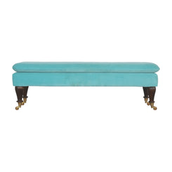 Chester Aqua Velvet Bench with Castor Feet