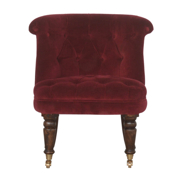 Petite Wine Red Velvet Accent Chair