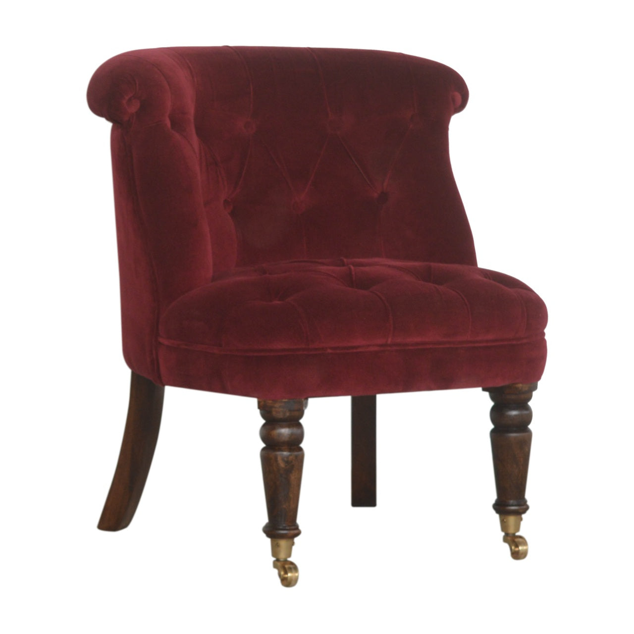 Petite Wine Red Velvet Accent Chair
