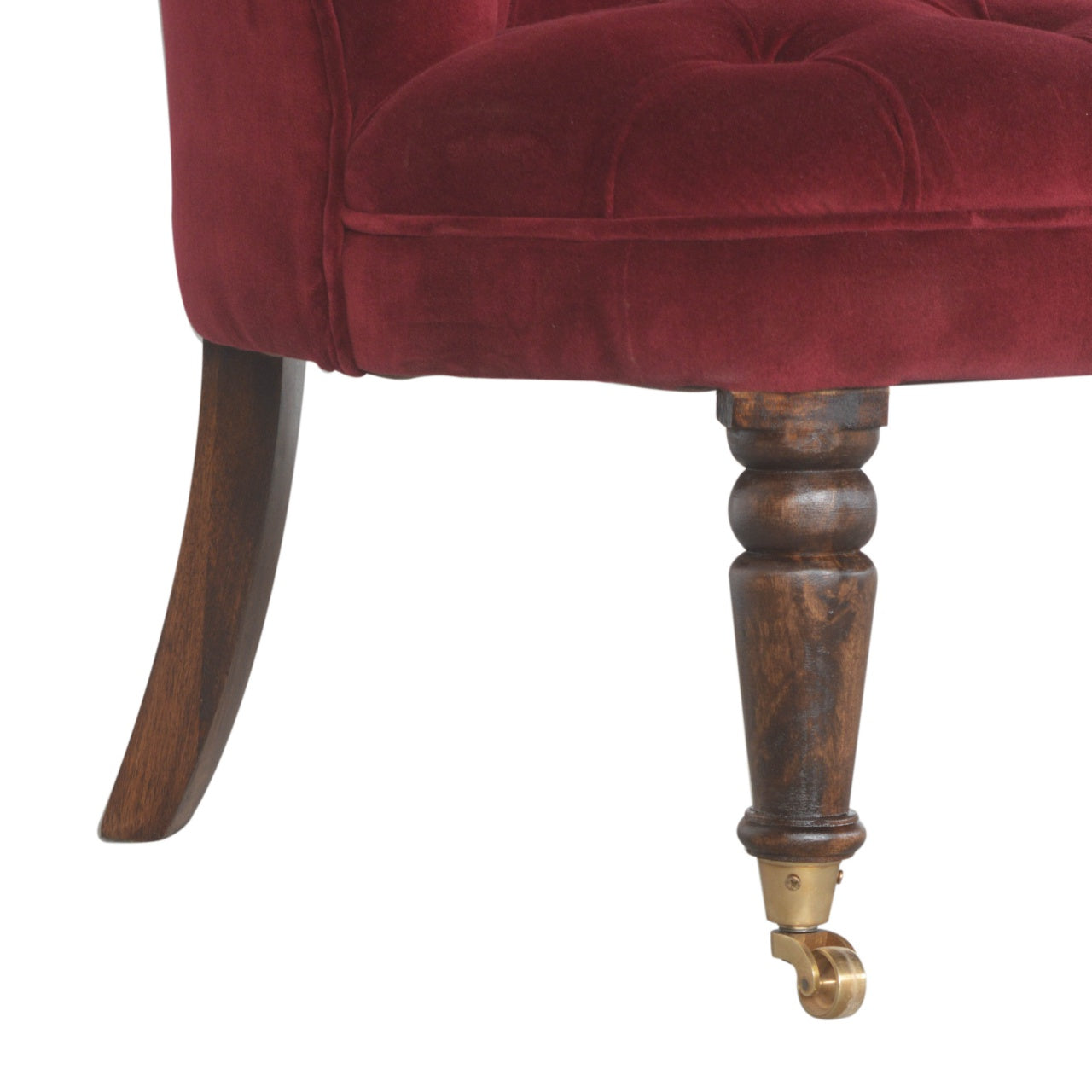 Petite Wine Red Velvet Accent Chair