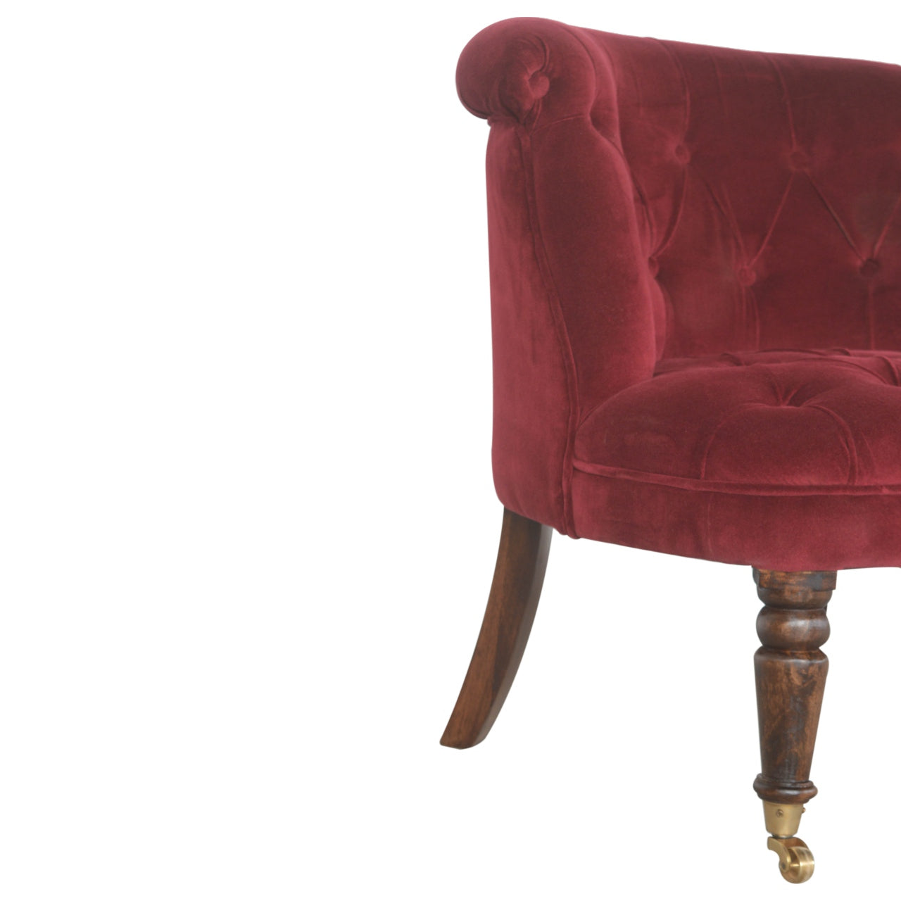 Petite Wine Red Velvet Accent Chair