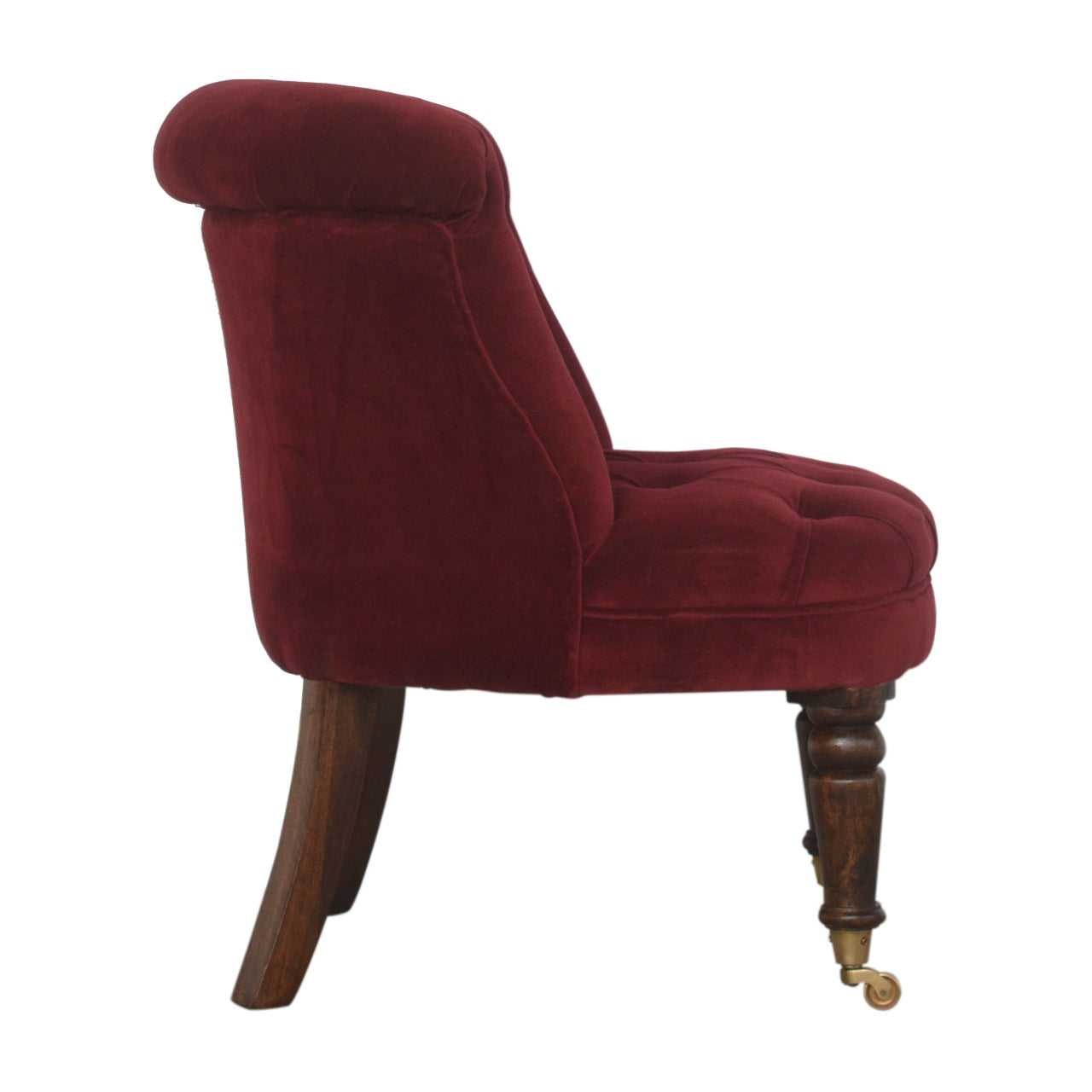 Petite Wine Red Velvet Accent Chair