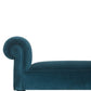 Classic Bench with Turned Feet in Teal Velvet