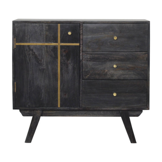 Cairo Cabinet in Black with Brass Detail