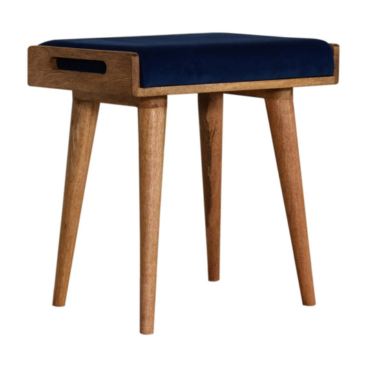 Tray Style Footstool in Royal Blue Velvet