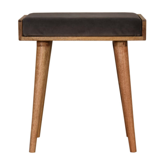Tray Style Grey Footstool in Grey Velvet