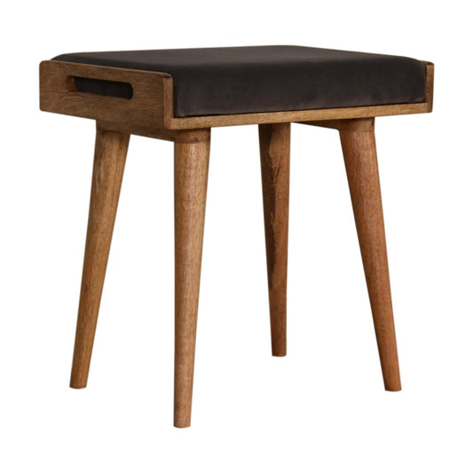 Tray Style Grey Footstool in Grey Velvet