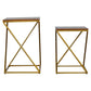Set of 2 Chestnut Nesting Tables with Gold Base