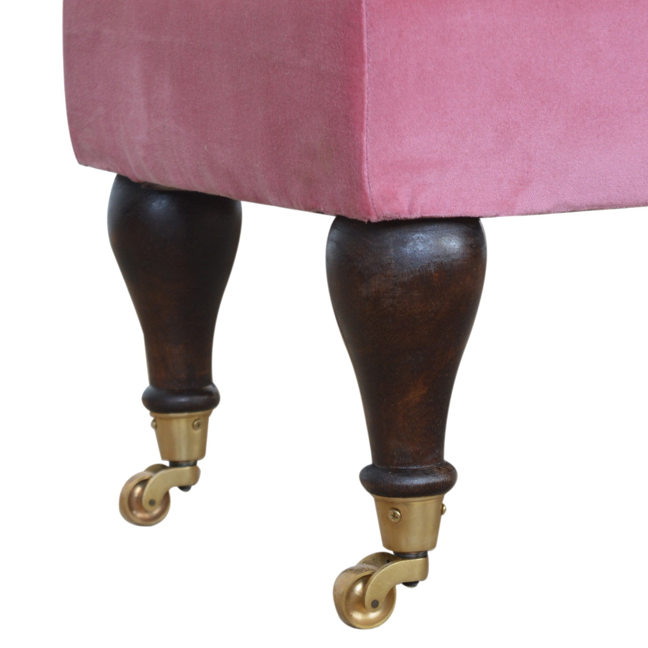 Chester Pink Velvet Bench with Castor Legs