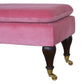 Chester Pink Velvet Bench with Castor Legs