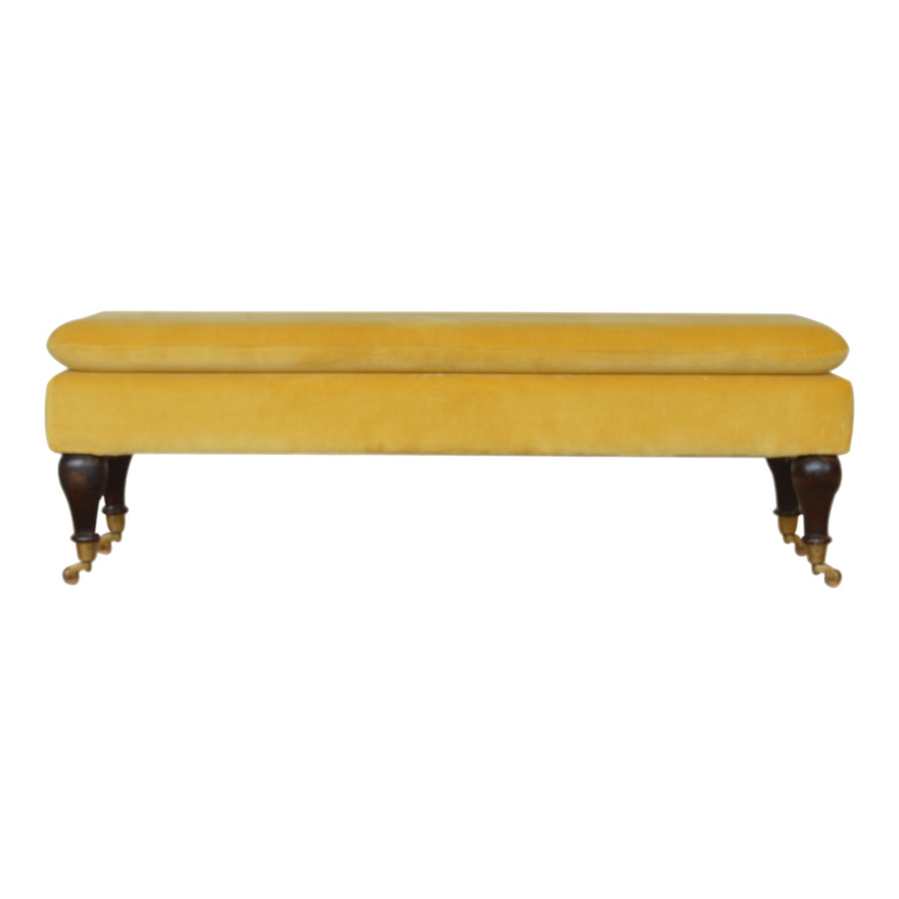 Chester Mustard Velvet Bench with Castor Legs