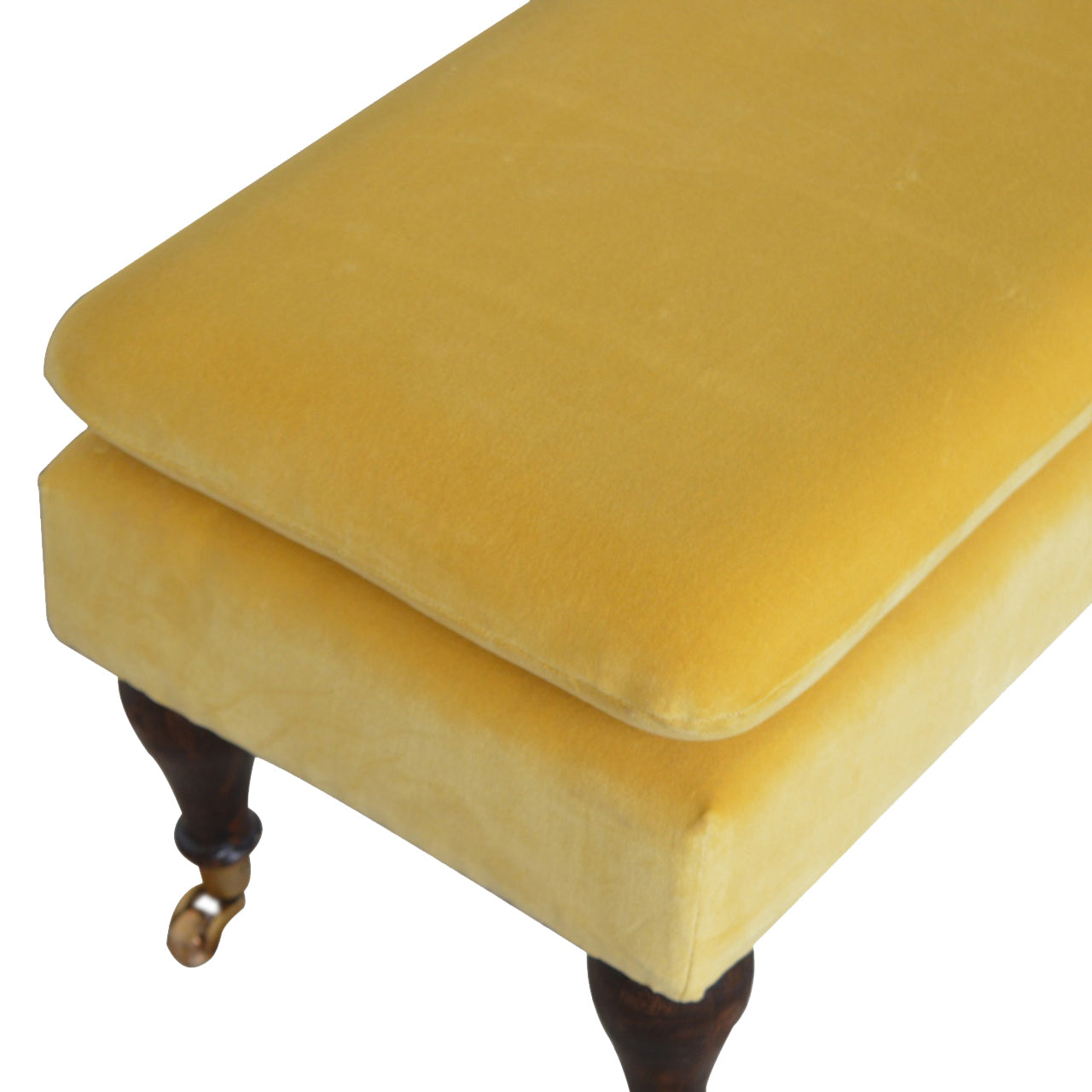 Chester Mustard Velvet Bench with Castor Legs