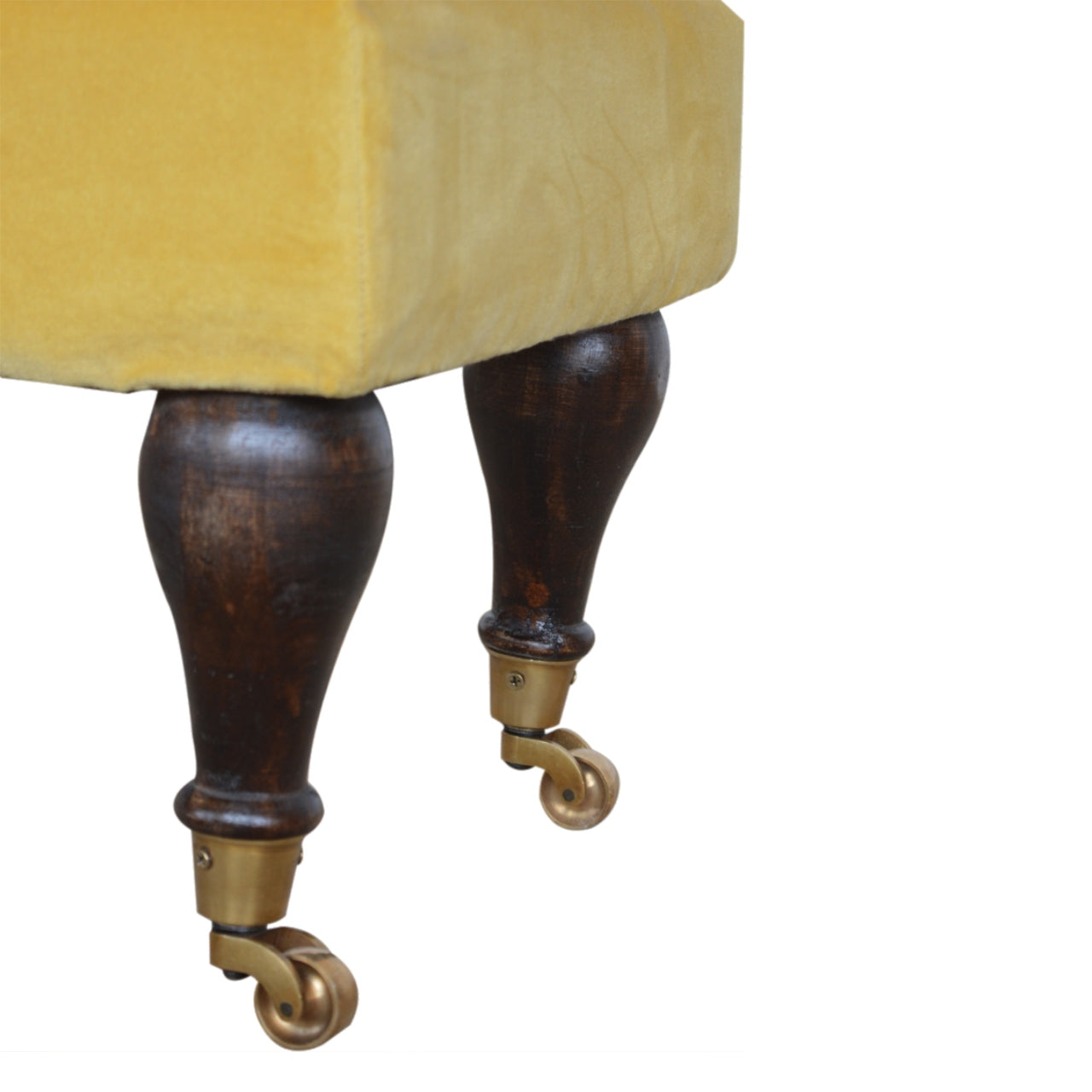 Chester Mustard Velvet Bench with Castor Legs