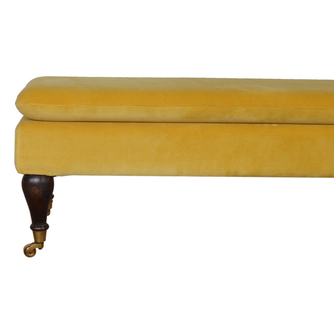 Chester Mustard Velvet Bench with Castor Legs