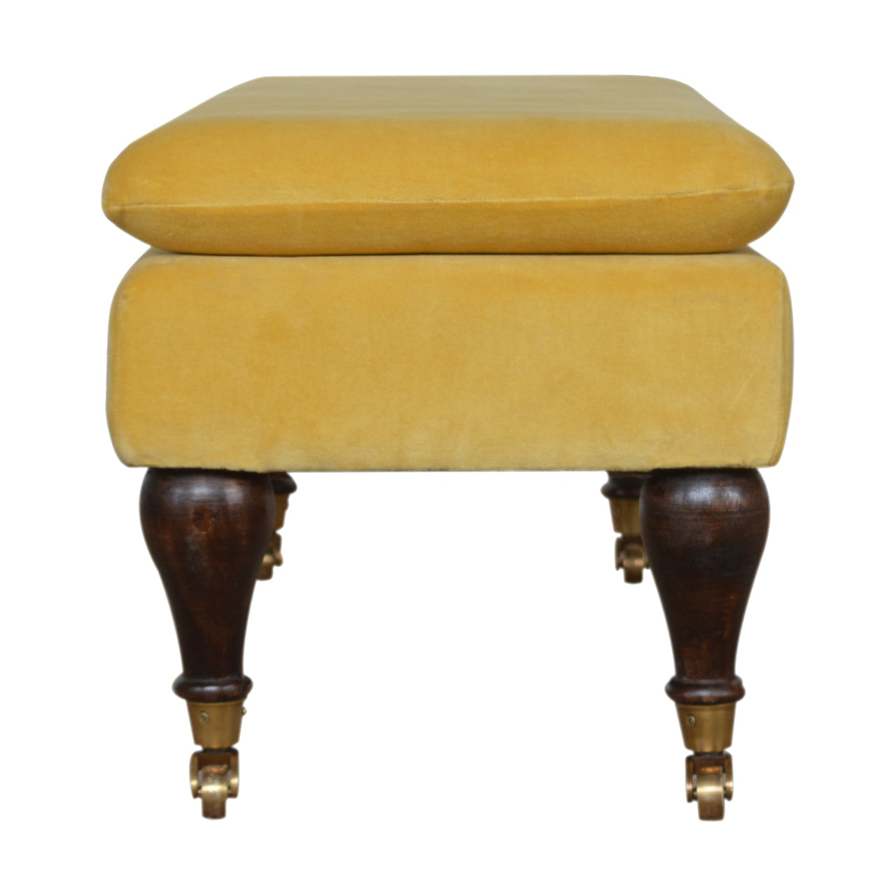 Chester Mustard Velvet Bench with Castor Legs