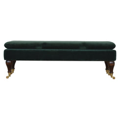 Chester Green Velvet Bench with Castor Legs