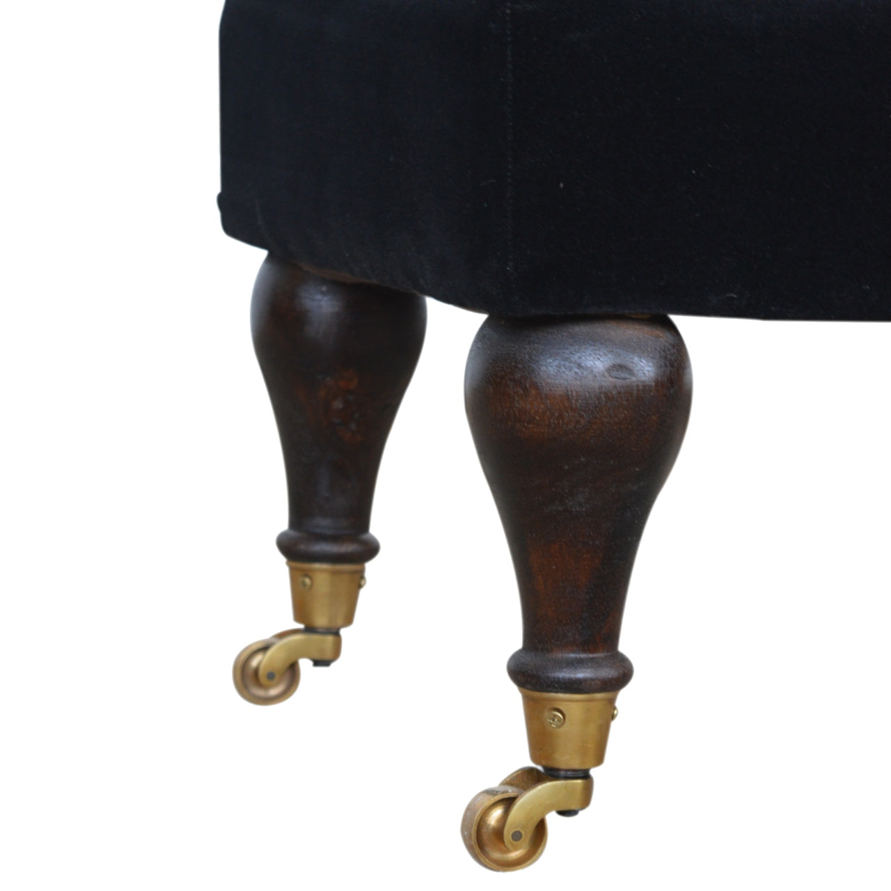 Chester Black Velvet Bench with Castor Legs