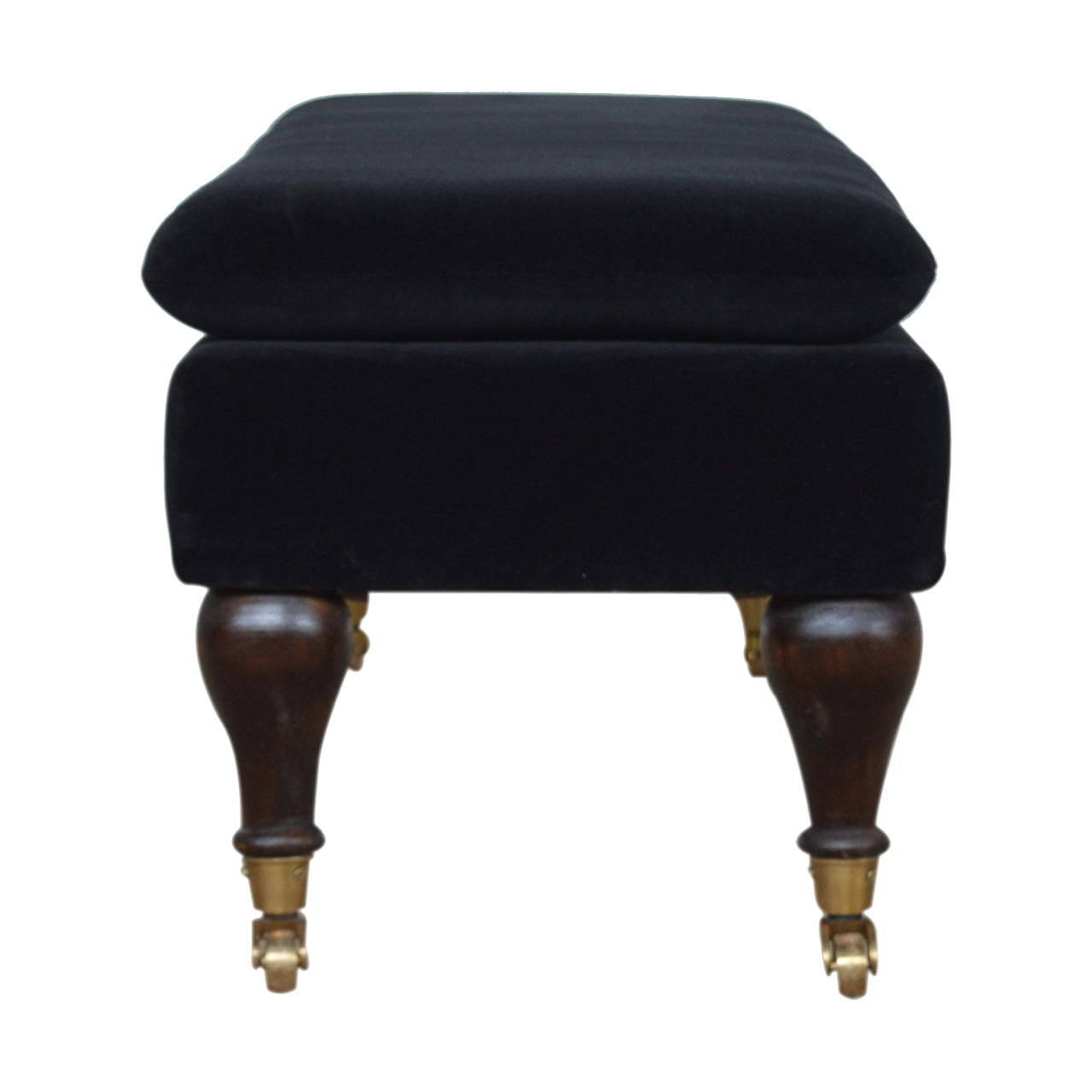 Chester Black Velvet Bench with Castor Legs