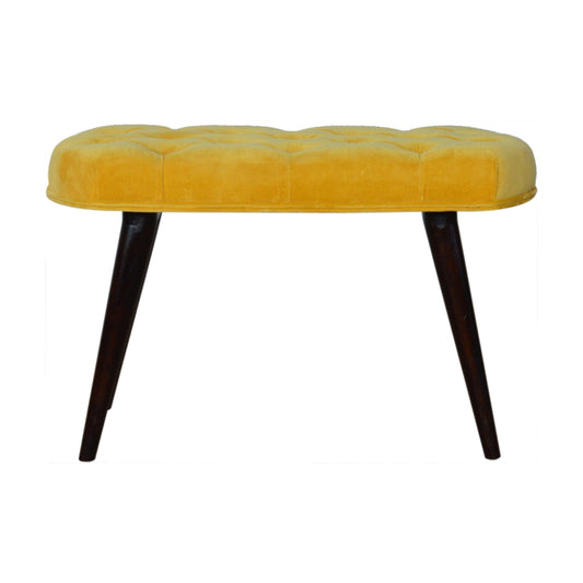 Nordic Mustard Velvet Deep Button Bench