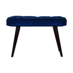 Nordic Royal Blue Velvet Deep Button Bench