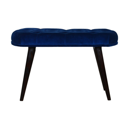 Nordic Royal Blue Velvet Deep Button Bench