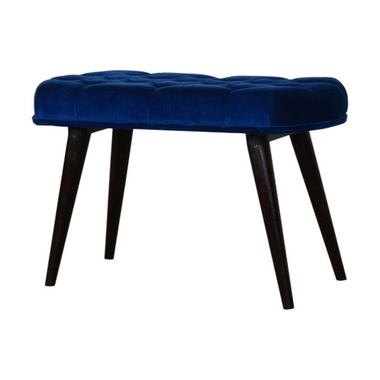 Nordic Royal Blue Velvet Deep Button Bench