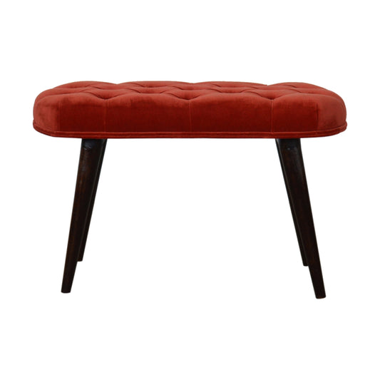 Nordic Brick Red Velvet Deep Button Bench