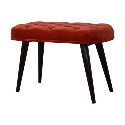 Nordic Brick Red Velvet Deep Button Bench