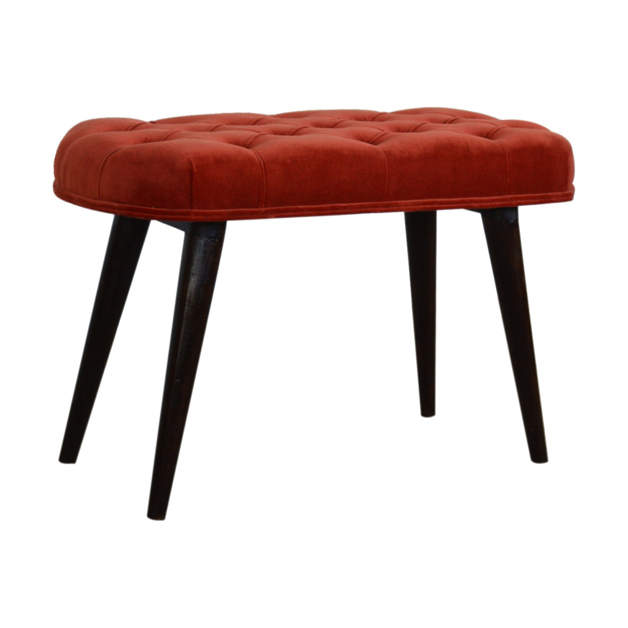 Nordic Brick Red Velvet Deep Button Bench