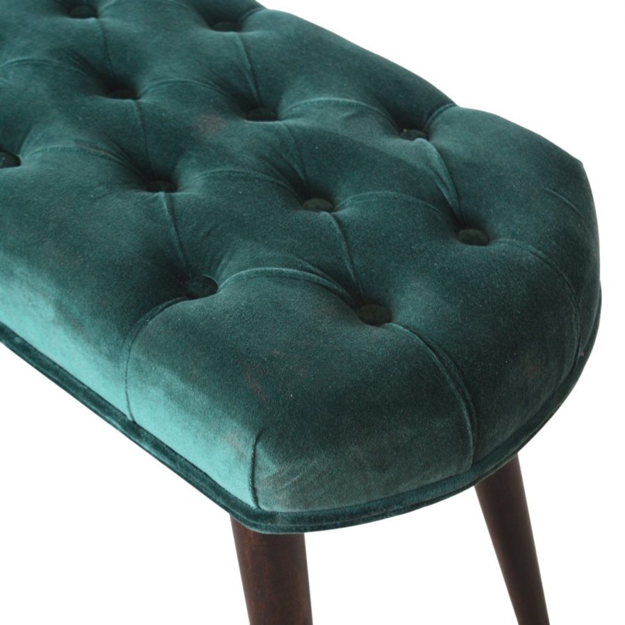 Nordic Emerald Velvet Deep Button Bench