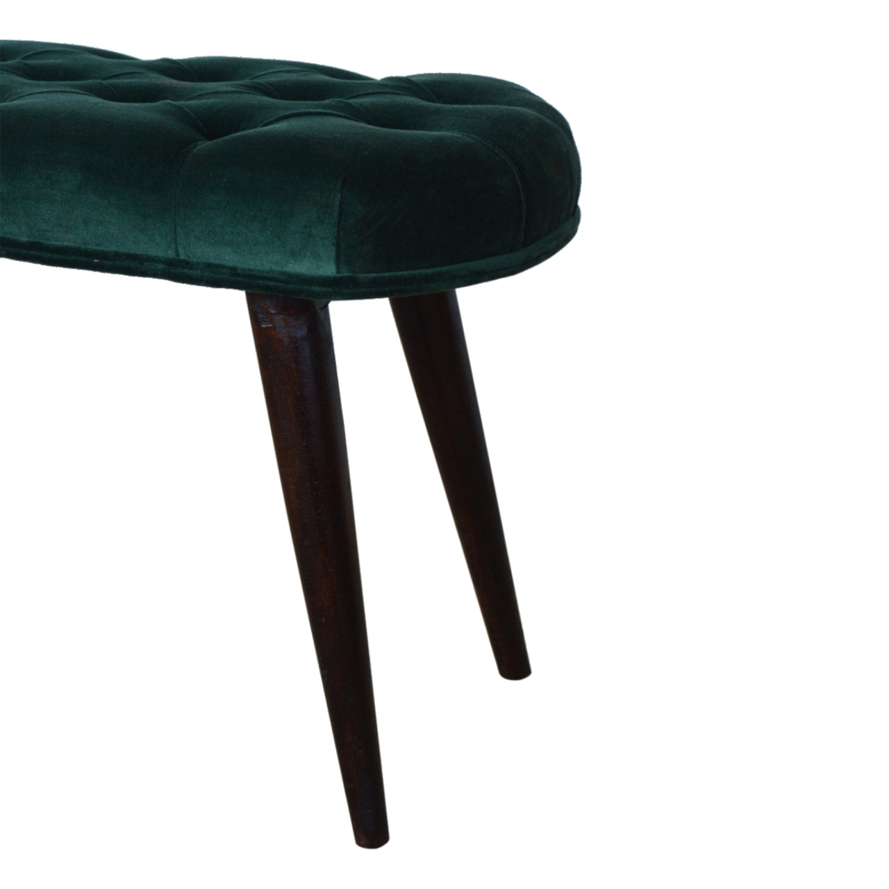 Nordic Emerald Velvet Deep Button Bench