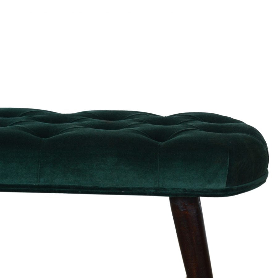 Nordic Emerald Velvet Deep Button Bench