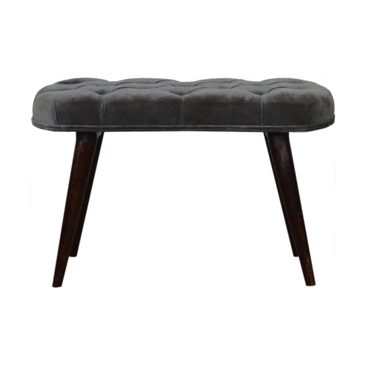 Nordic Grey Velvet Deep Button Bench