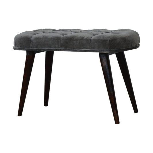 Nordic Grey Velvet Deep Button Bench