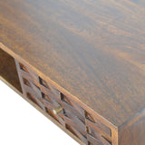 Chestnut Writing Desk with Carved Tile Details