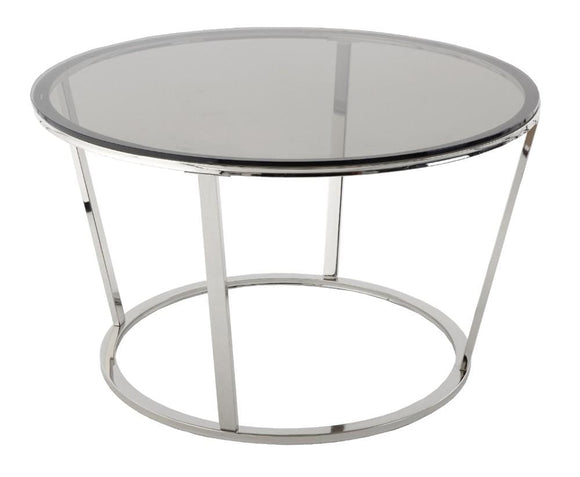 Marvin Tinted Glass and Metal Frame Table