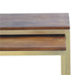 Set of 3 Solid Wood & Iron Gold Base Table