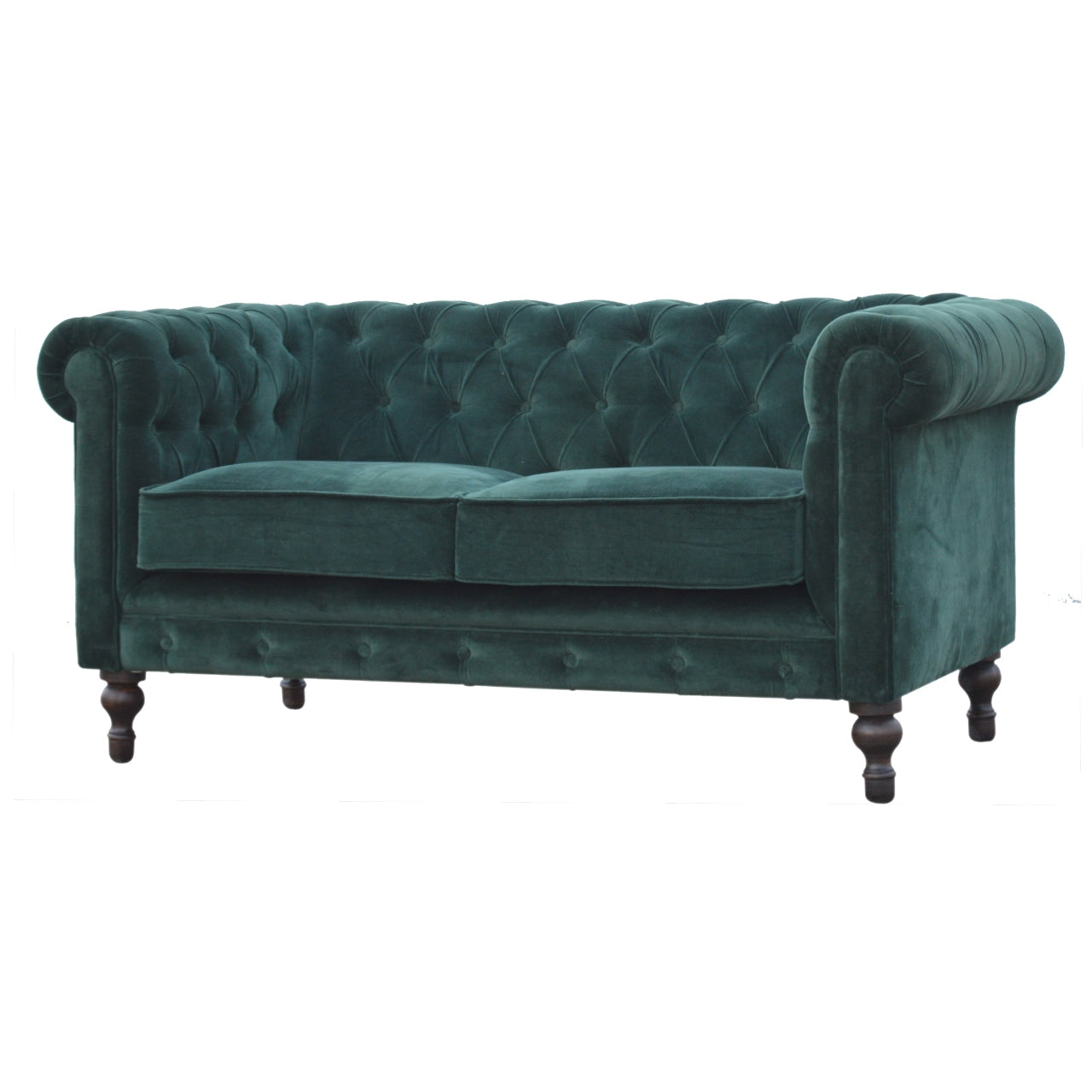 Chesterfield Emerald Green Velvet Loveseat