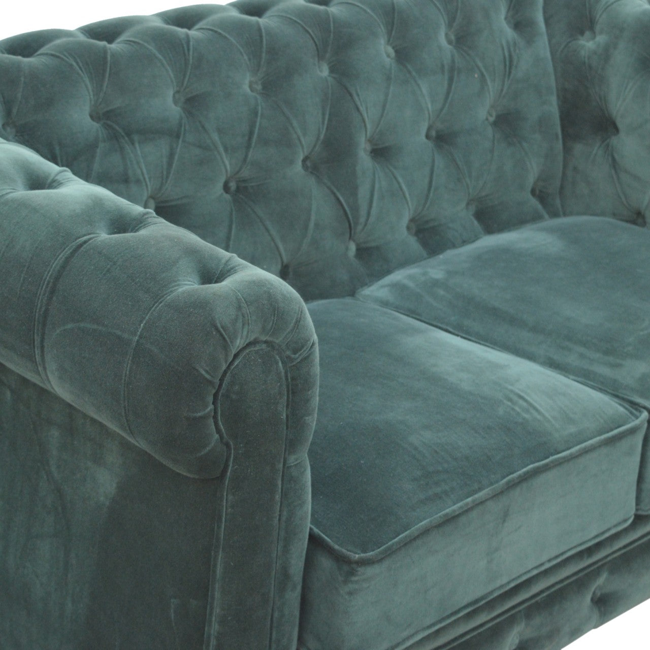Chesterfield Emerald Green Velvet Loveseat