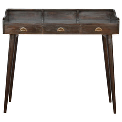 Gallery Back Nordic Walnut Writing Desk with 3 Drawers