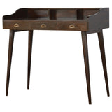 Gallery Back Nordic Walnut Writing Desk with 3 Drawers