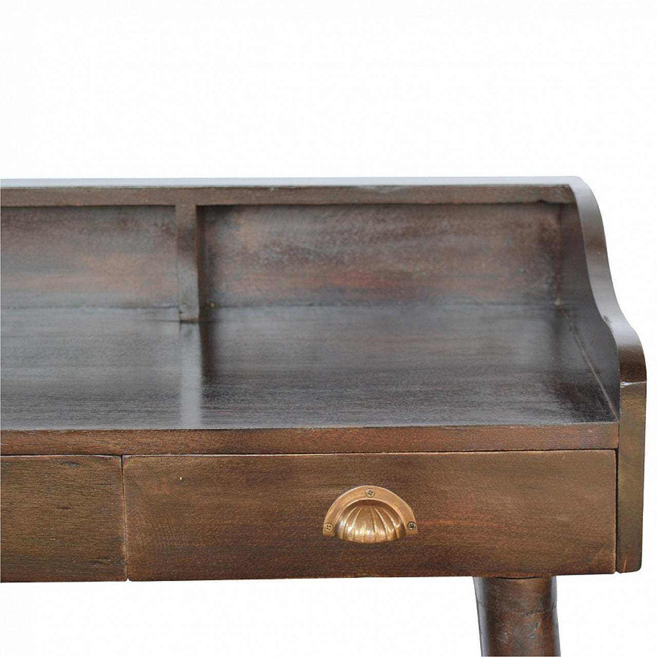 Gallery Back Nordic Walnut Writing Desk with 3 Drawers