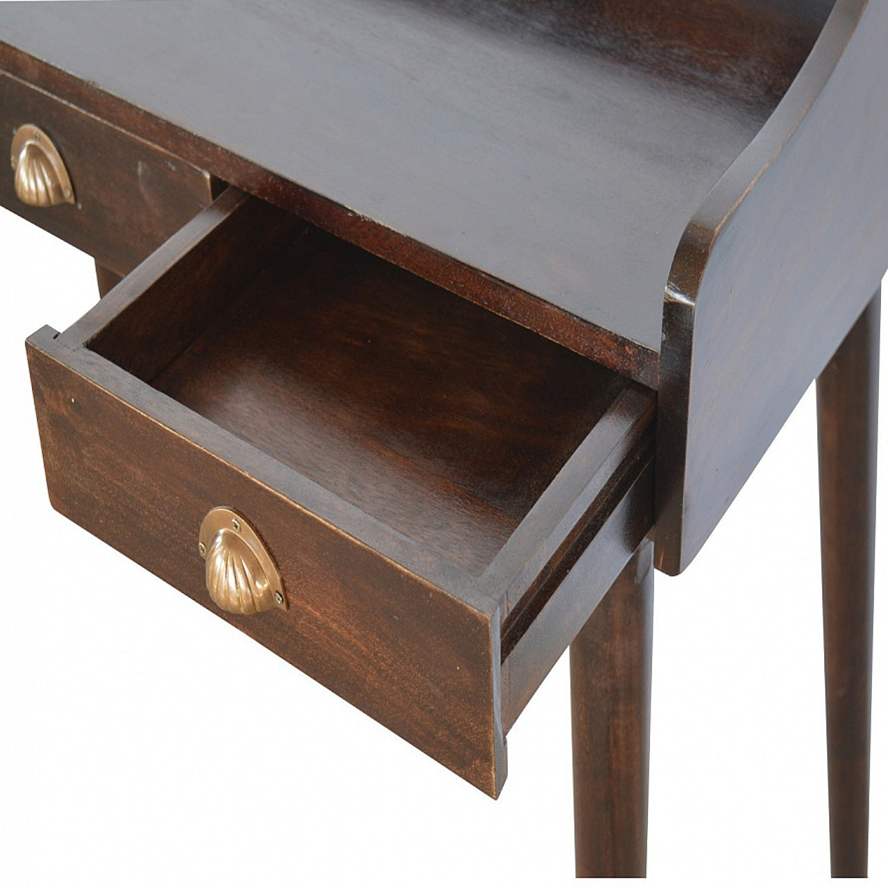 Gallery Back Nordic Walnut Writing Desk with 3 Drawers