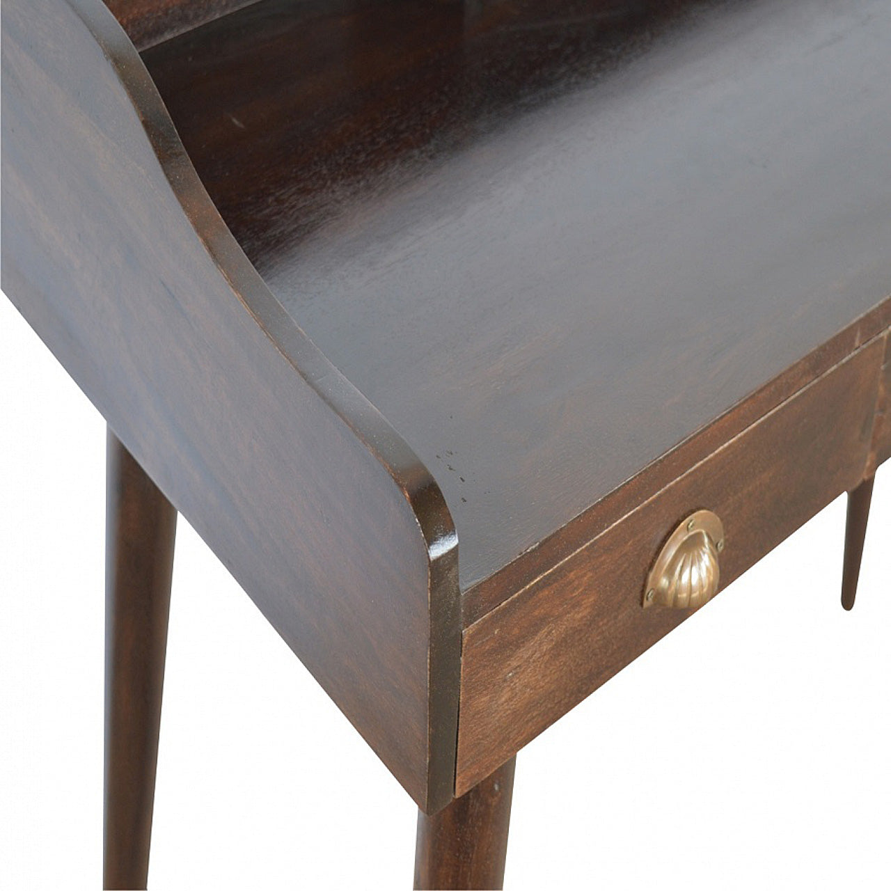Gallery Back Nordic Walnut Writing Desk with 3 Drawers