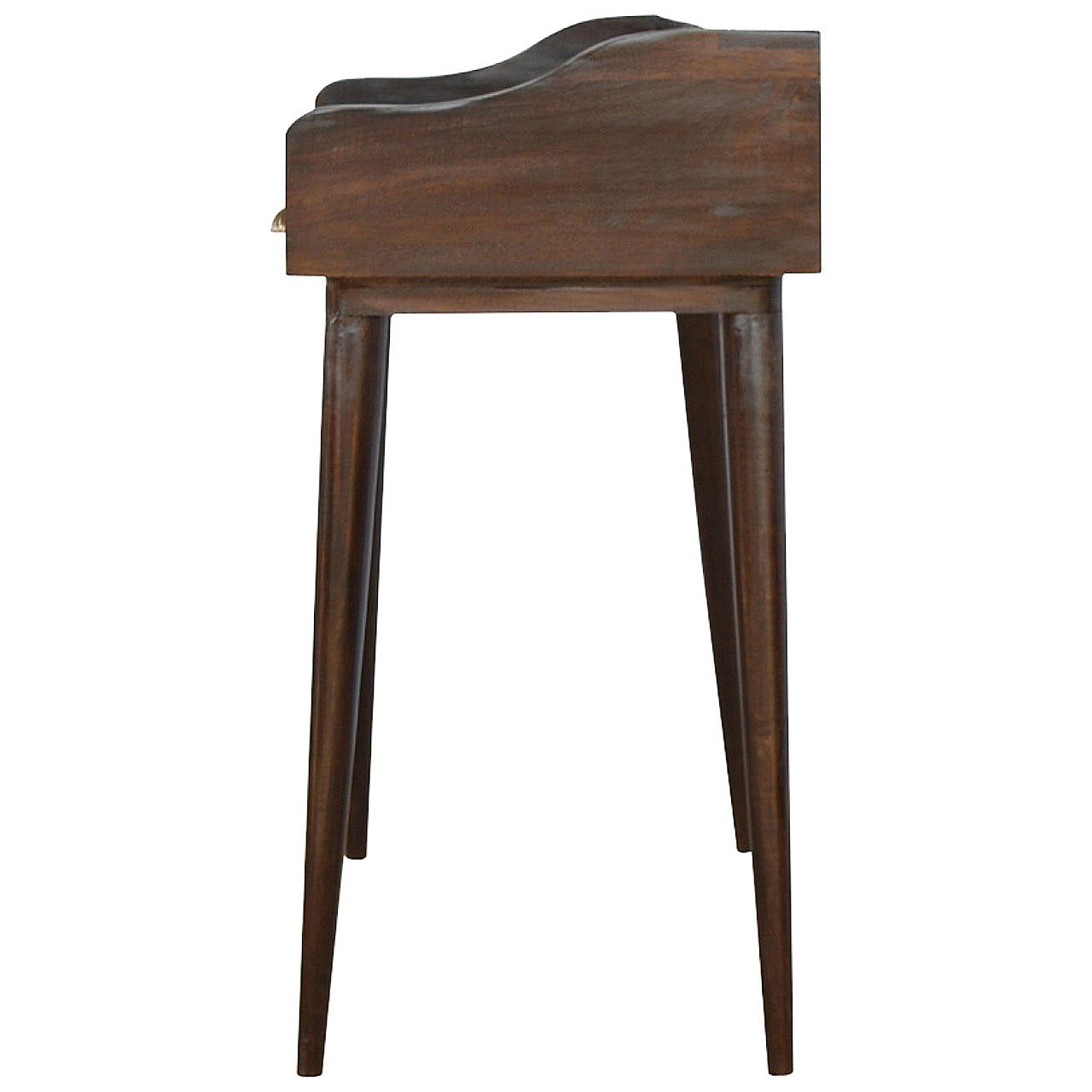Gallery Back Nordic Walnut Writing Desk with 3 Drawers