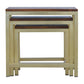 Set of 3 Golden Stools with Chunky Wooden Top