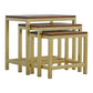 Set of 3 Golden Stools with Chunky Wooden Top