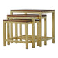 Set of 3 Golden Stools with Chunky Wooden Top