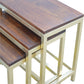 Set of 3 Golden Stools with Chunky Wooden Top